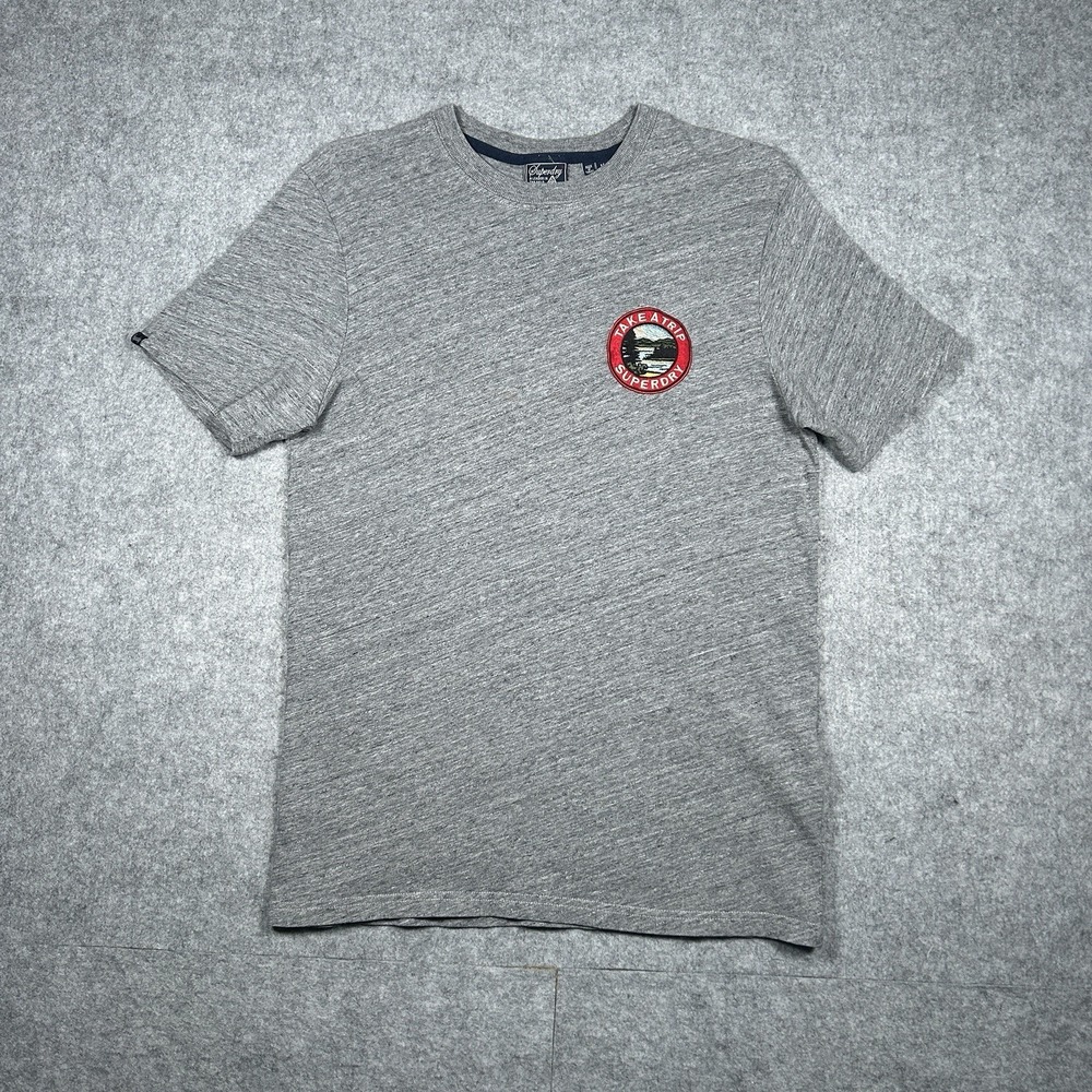 Superdry Outdoor T Shirt Mens Size Medium Grey Embroidered Logo Cotton Casual